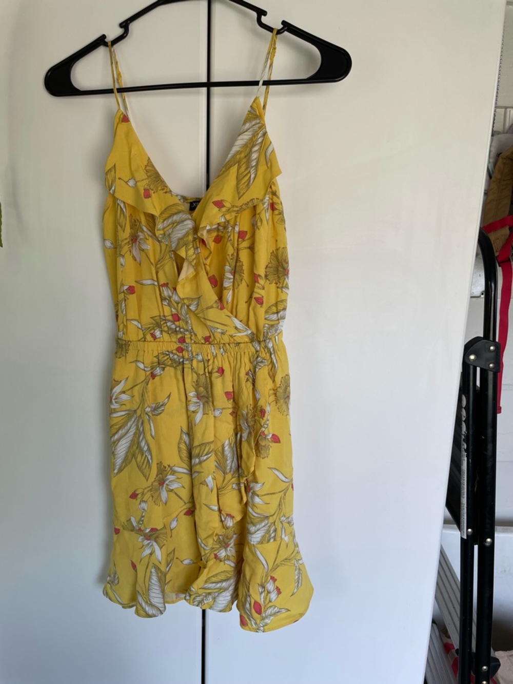 Express Yellow Floral Ruffle Mini Dress